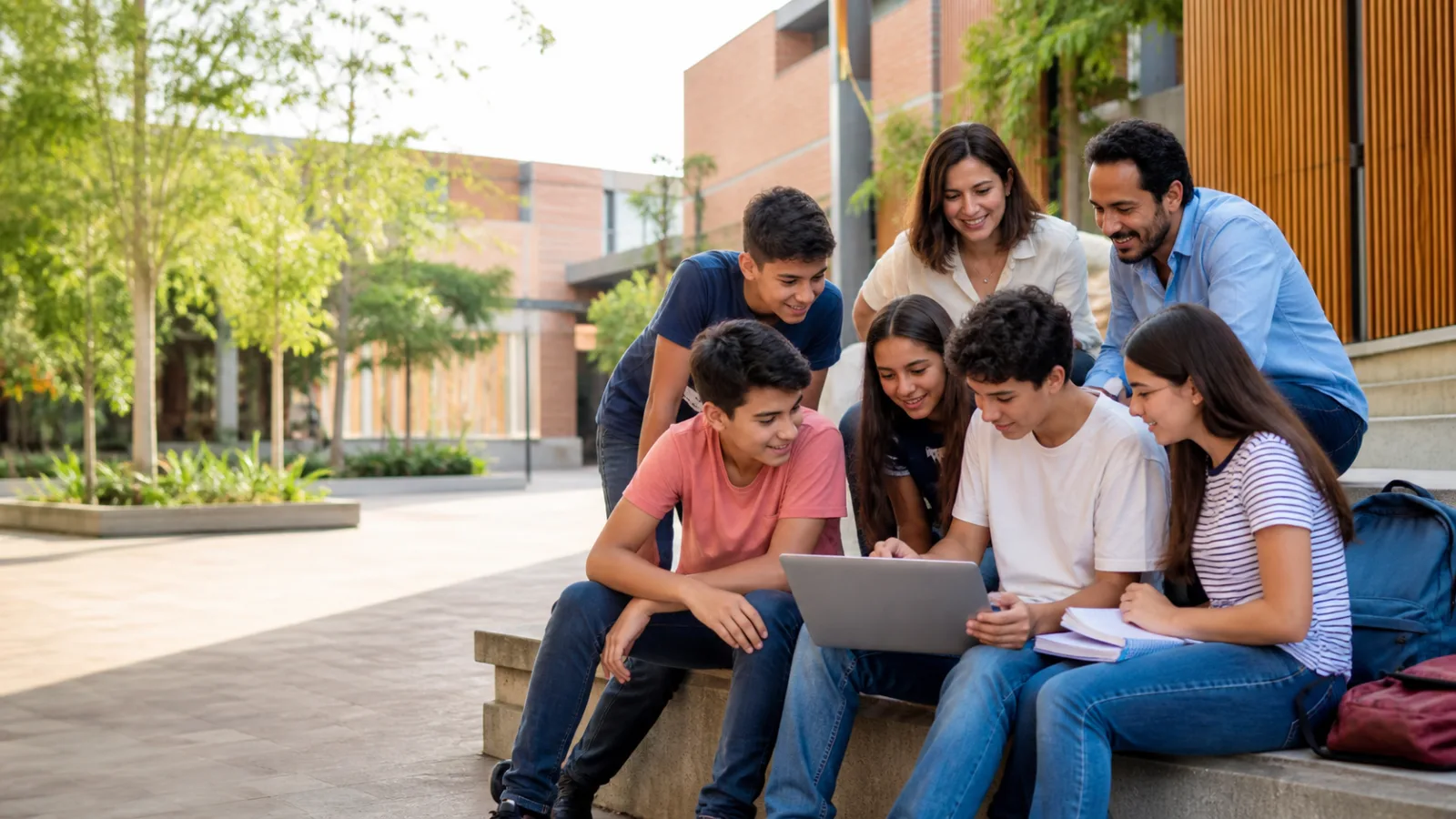 Comunidad educativa del Colegio Horizonte en su campus